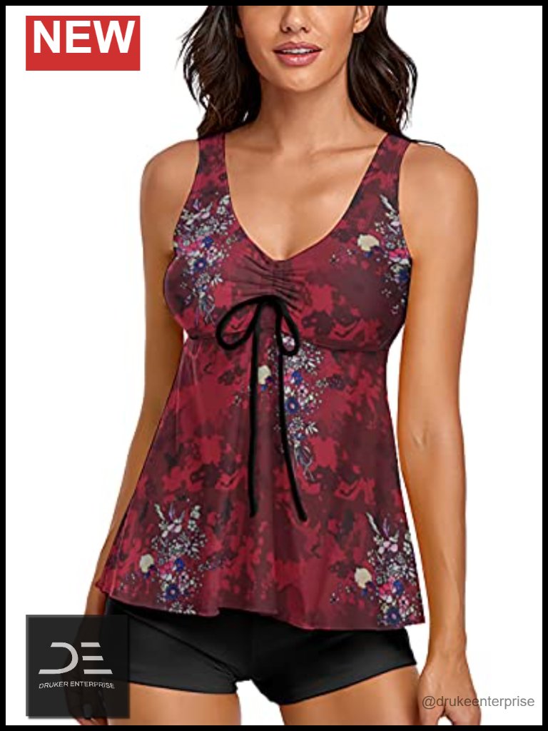 Tankini Swimsuits For Women Two Piece With Boyshorts Modest Floral